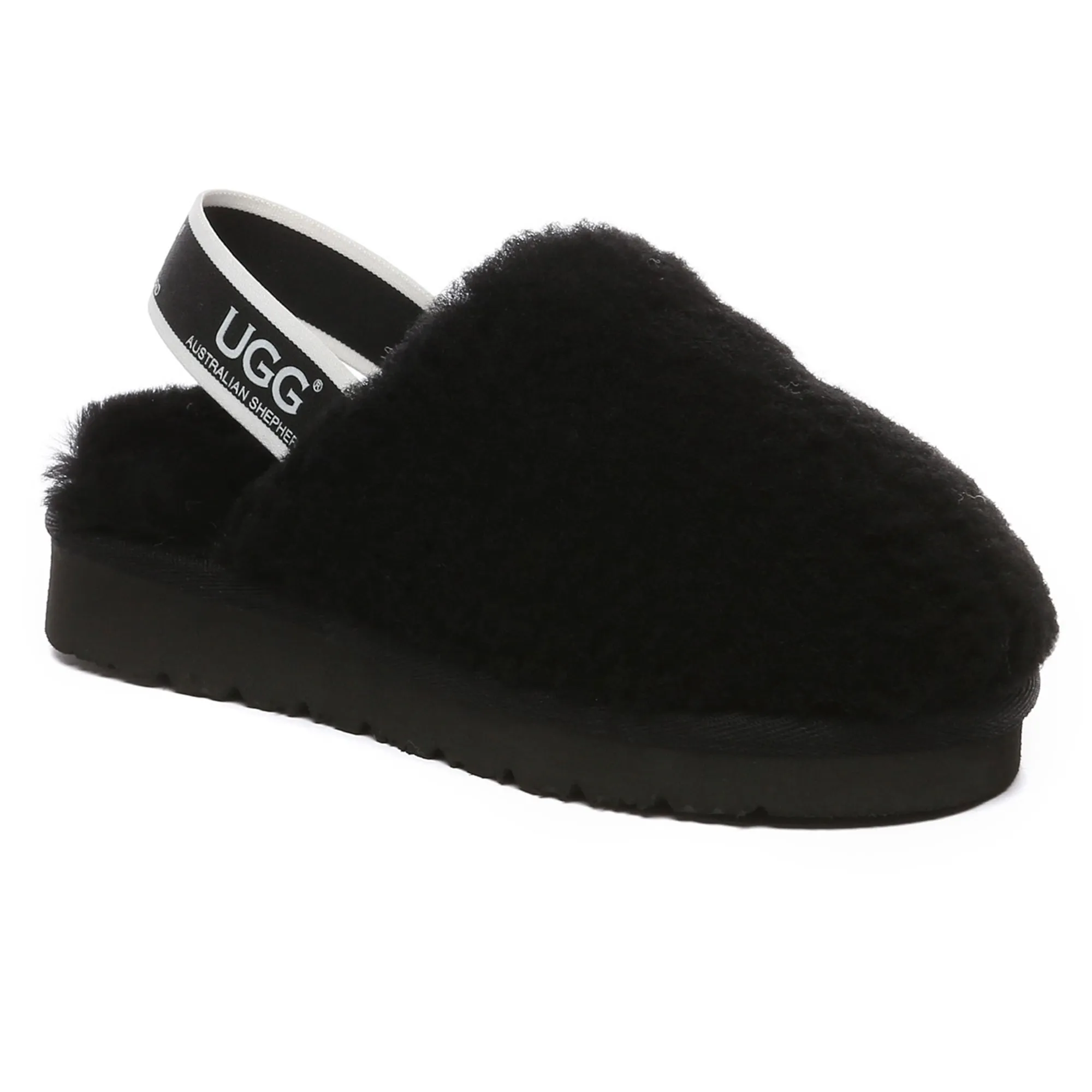 Kids Fluffy Slingback UGG Slippers