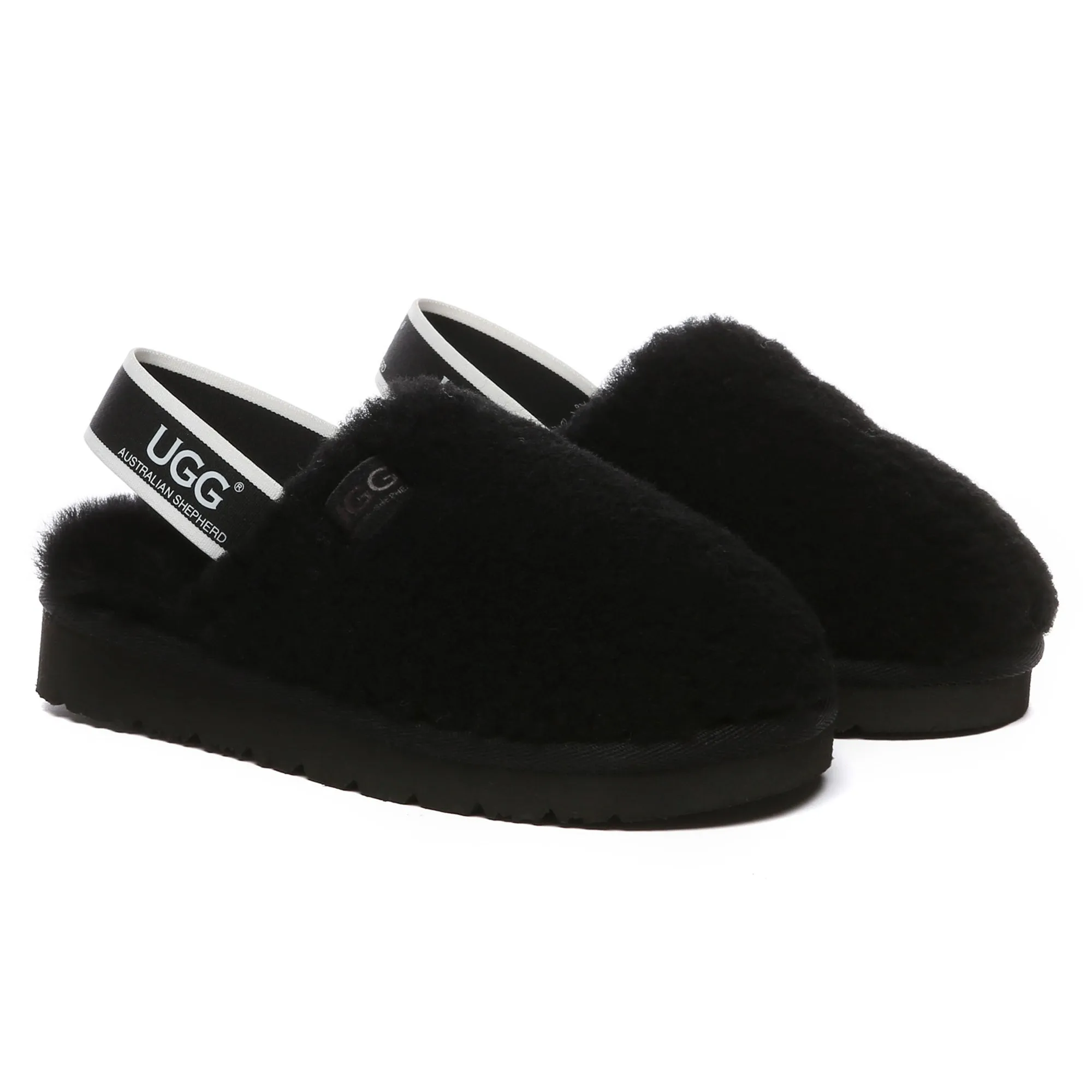 Kids Fluffy Slingback UGG Slippers