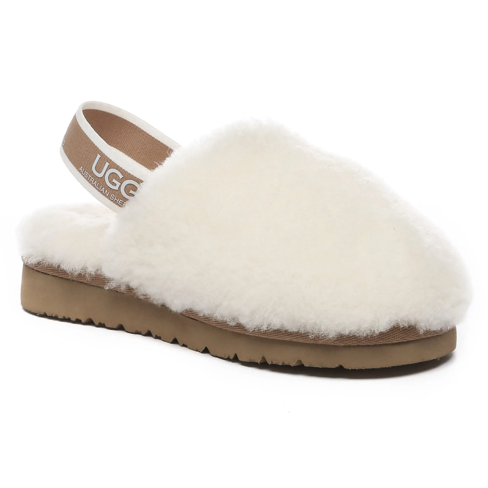 Kids Fluffy Slingback UGG Slippers