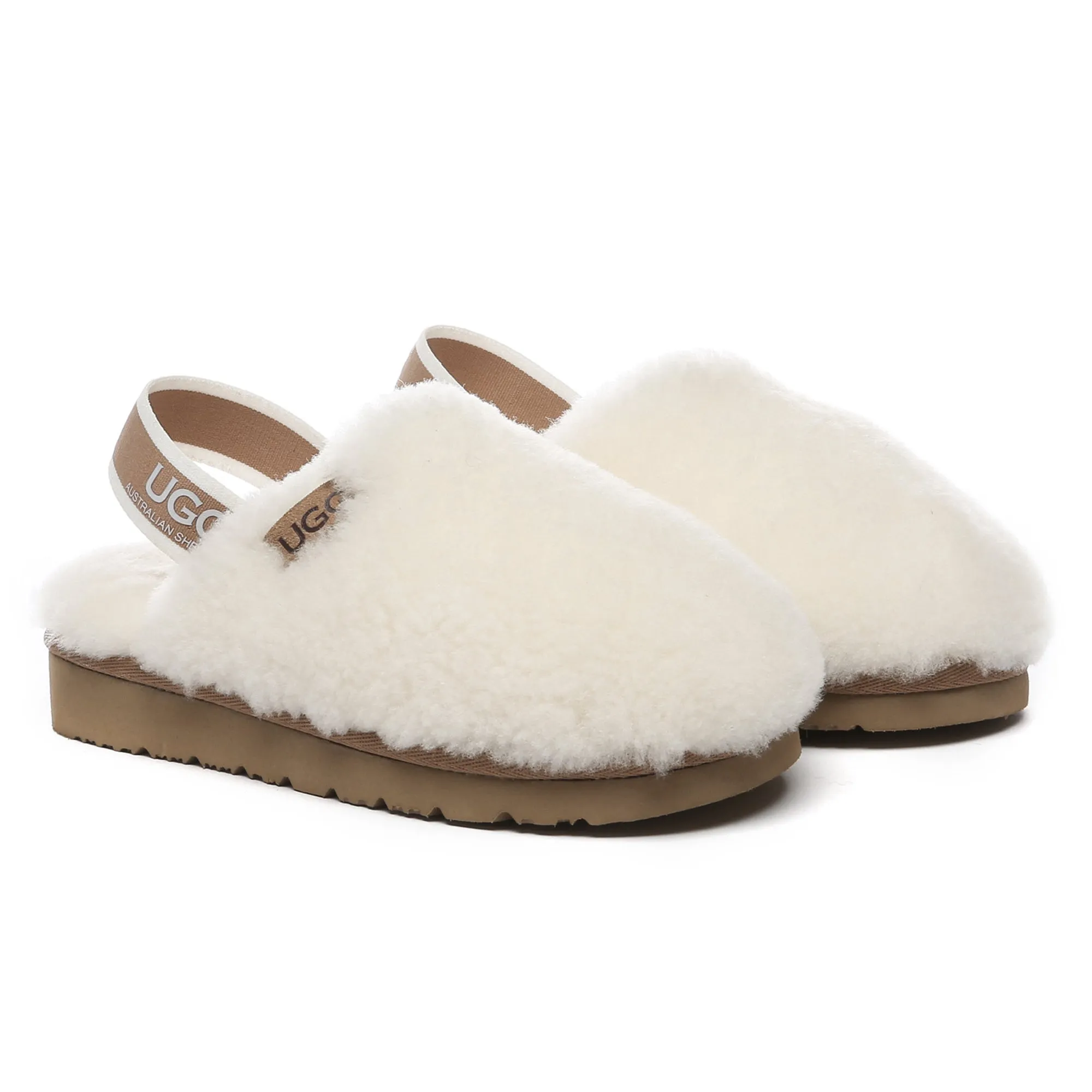 Kids Fluffy Slingback UGG Slippers