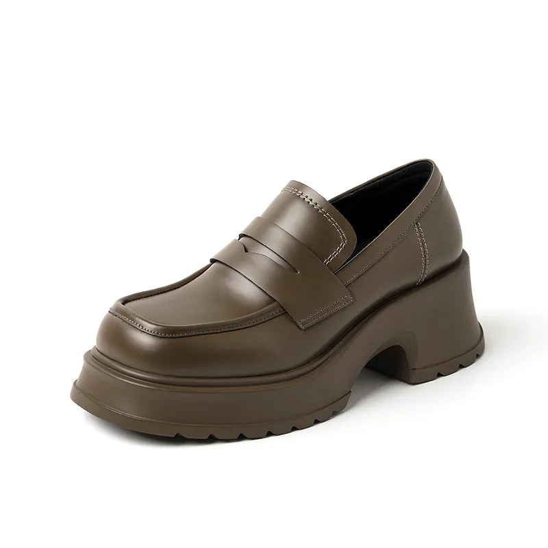 Kori Leather Platform Penny Loafers