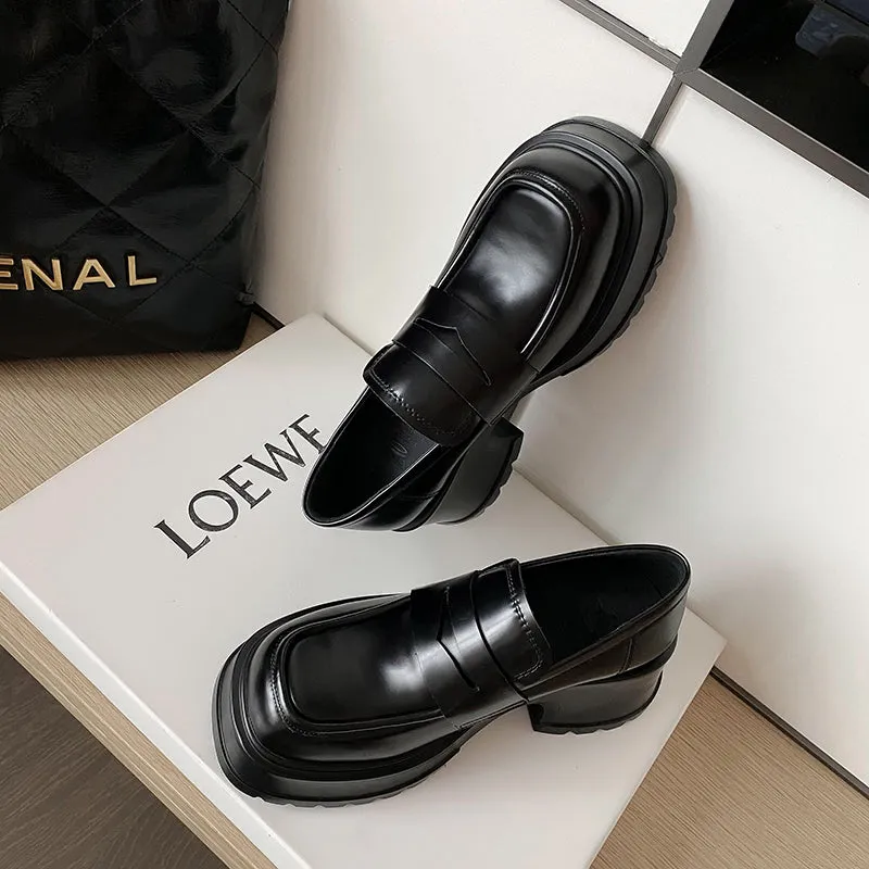 Kori Leather Platform Penny Loafers