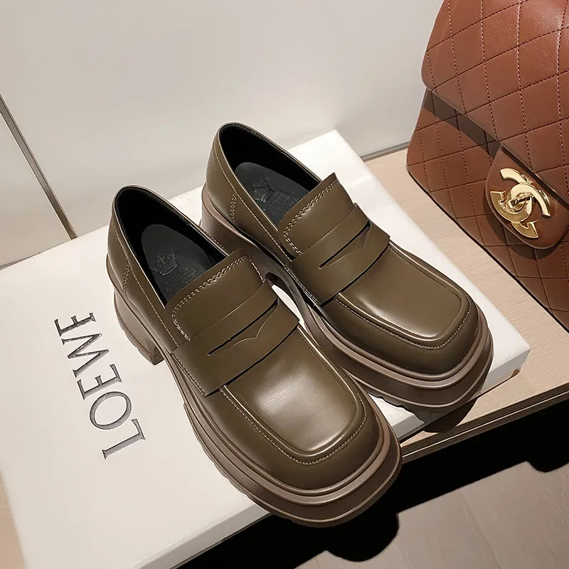 Kori Leather Platform Penny Loafers