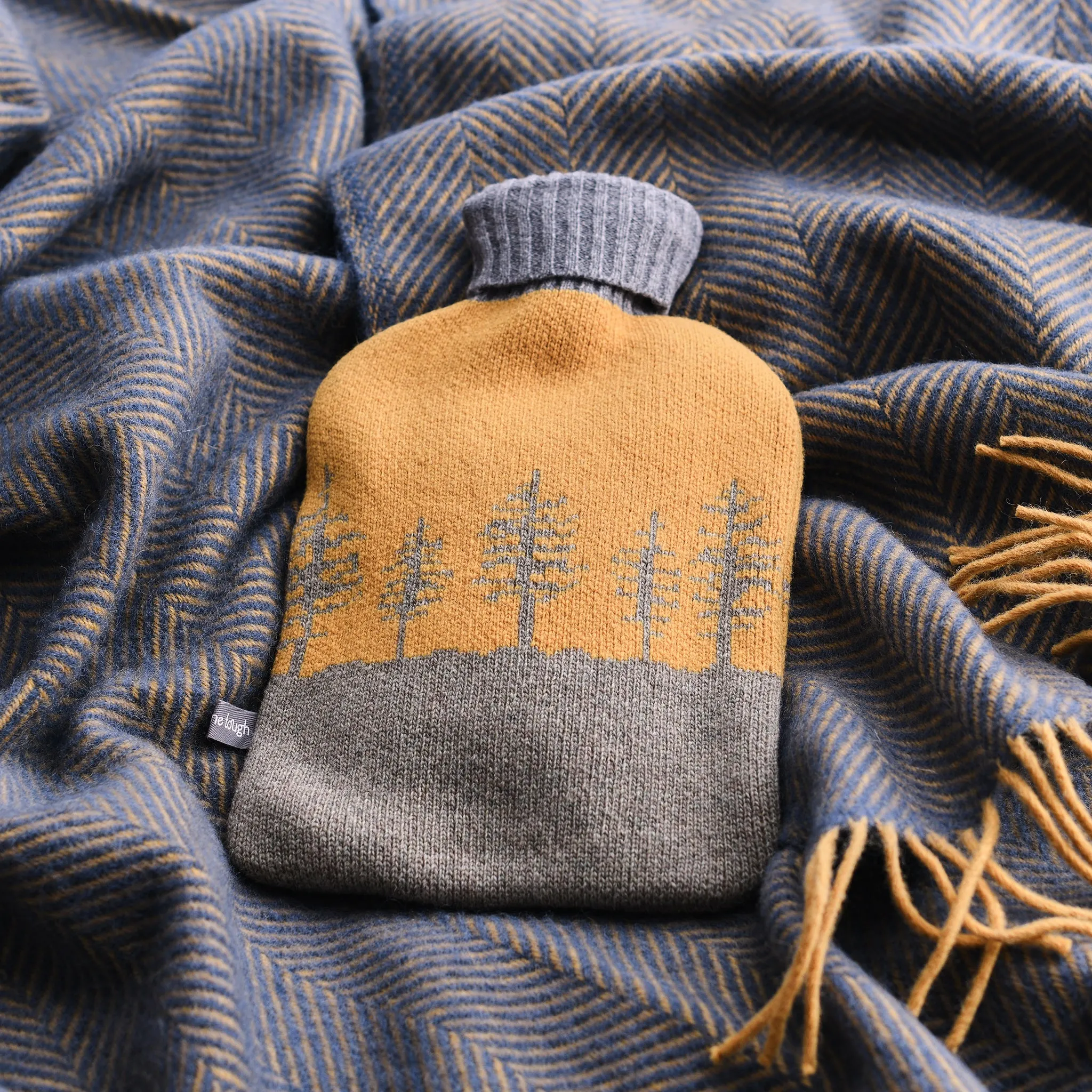 Lambswool Hot Water Bottle Cover - Green Forest