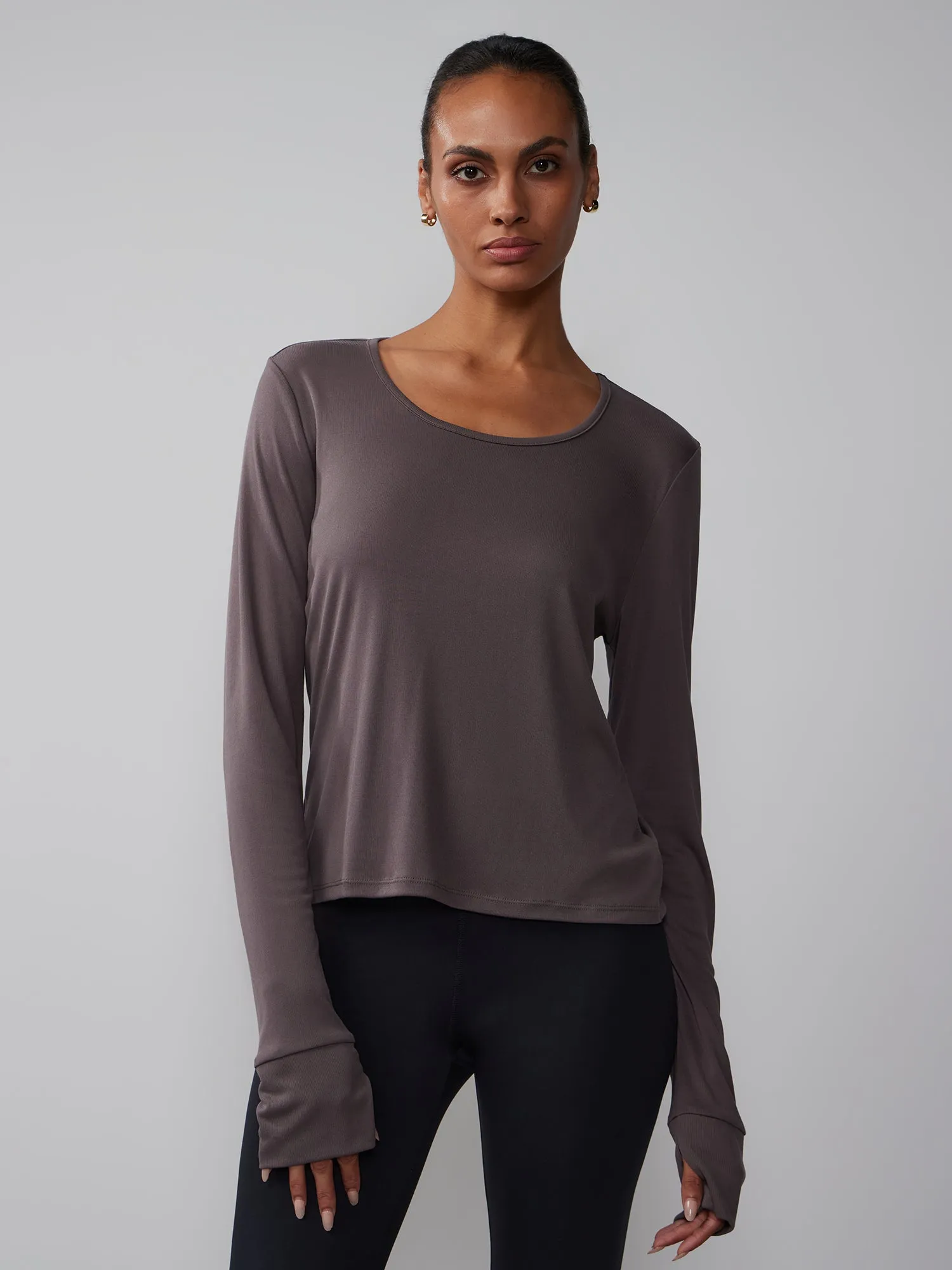 Long Sleeve Scoop Neck Cupro Tee