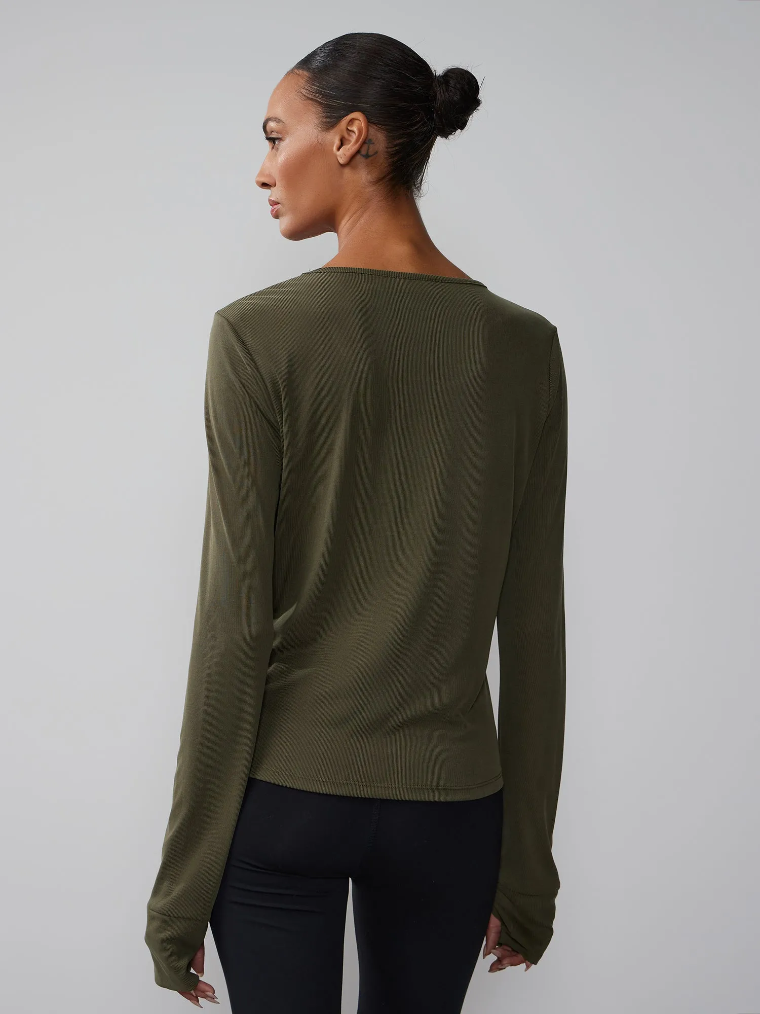 Long Sleeve Scoop Neck Cupro Tee