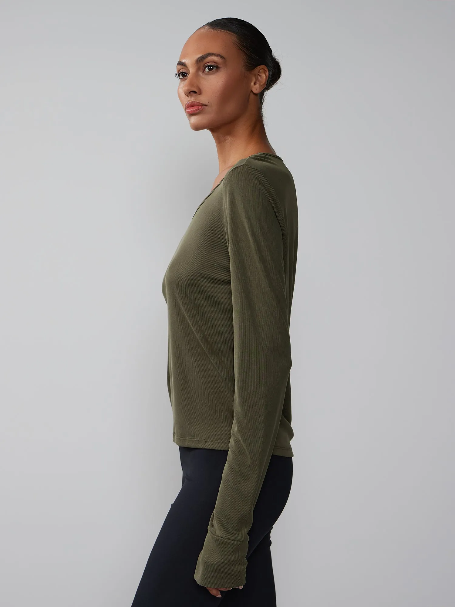 Long Sleeve Scoop Neck Cupro Tee