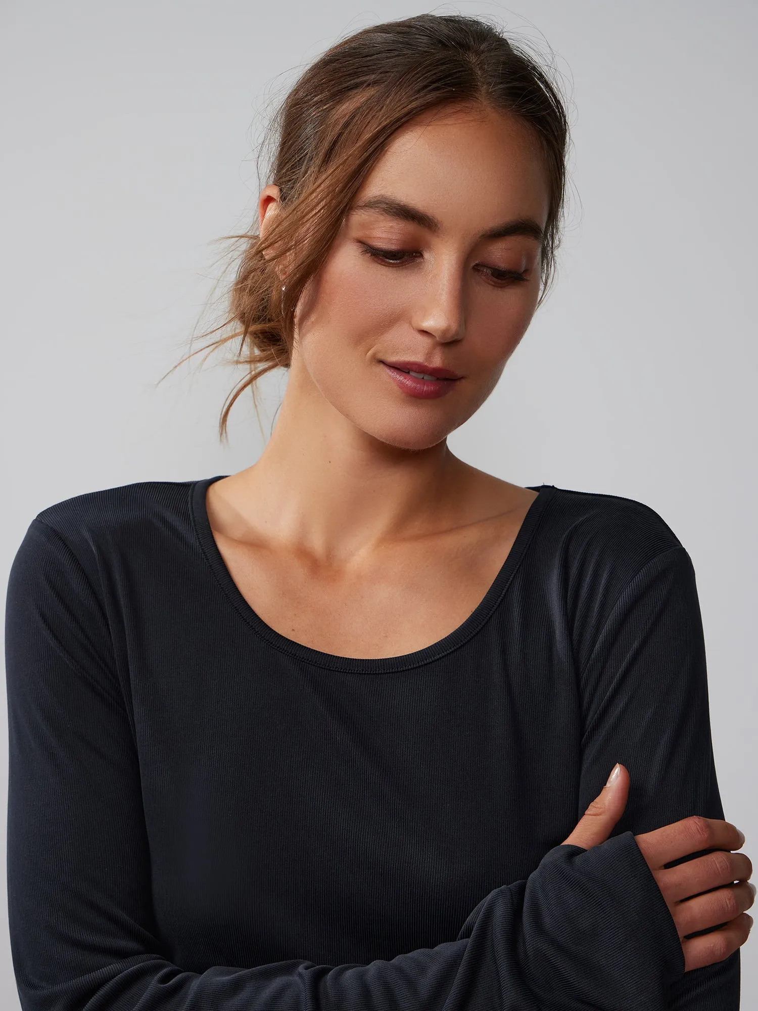 Long Sleeve Scoop Neck Cupro Tee