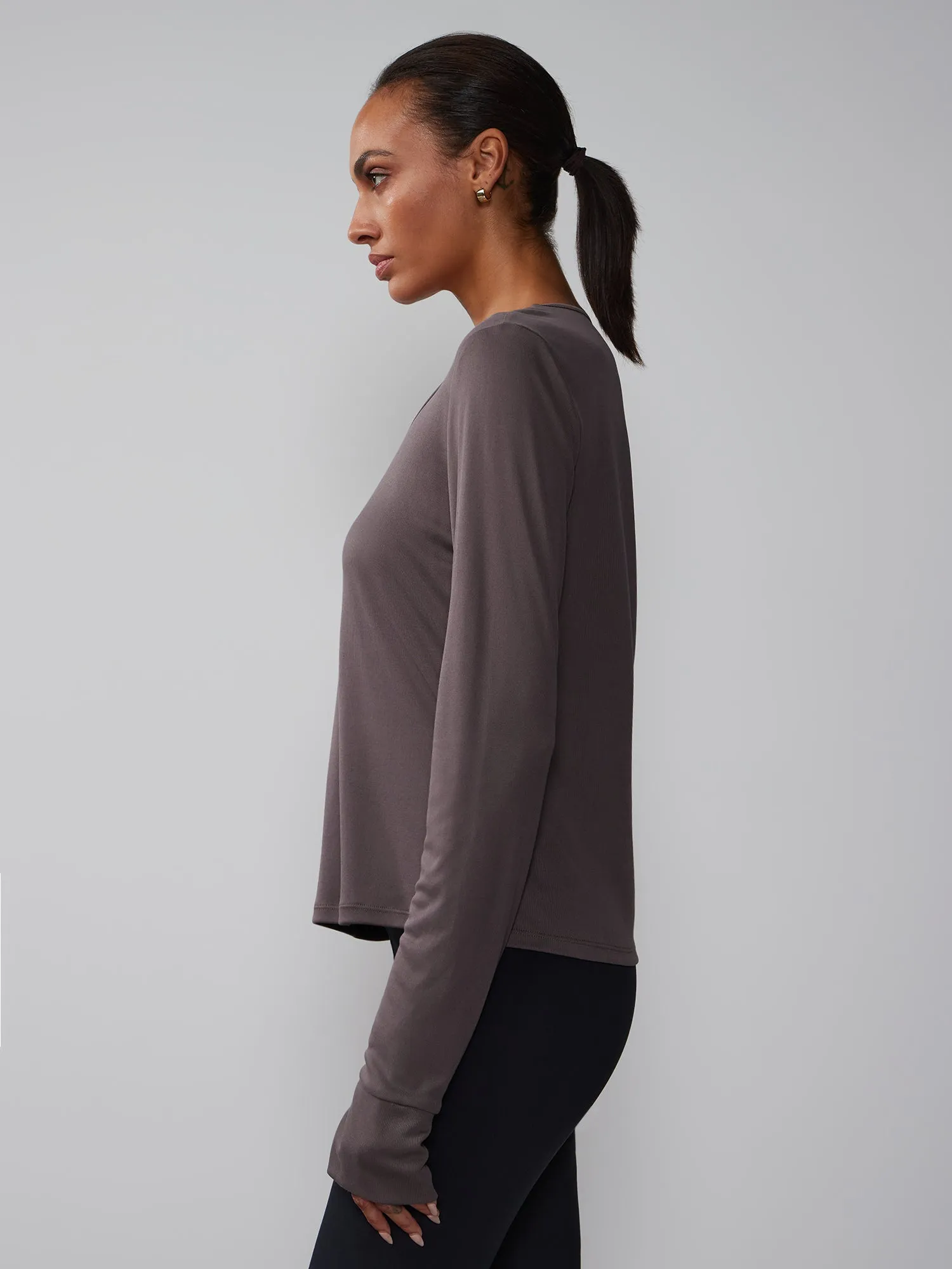 Long Sleeve Scoop Neck Cupro Tee