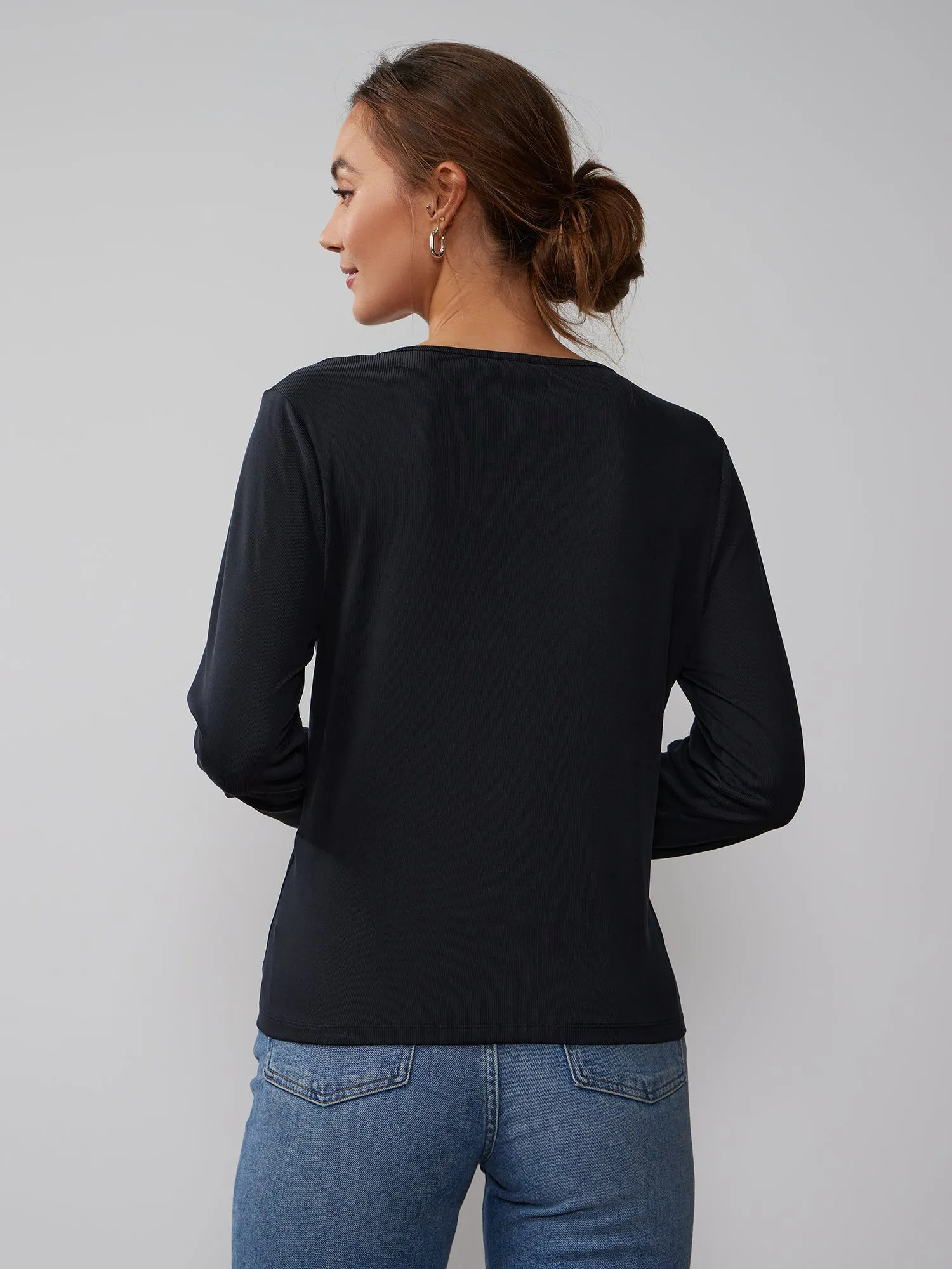 Long Sleeve Scoop Neck Cupro Tee