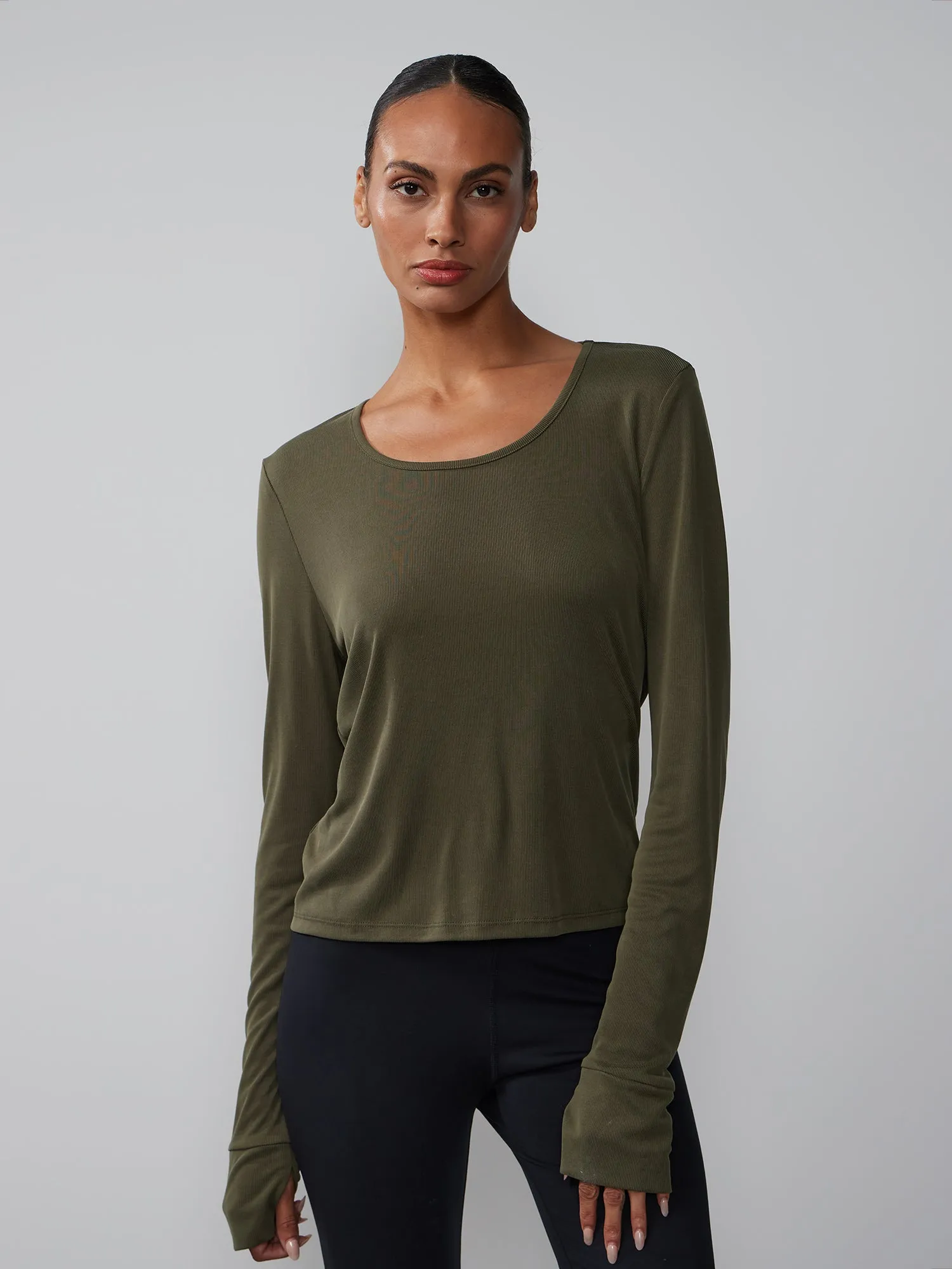 Long Sleeve Scoop Neck Cupro Tee