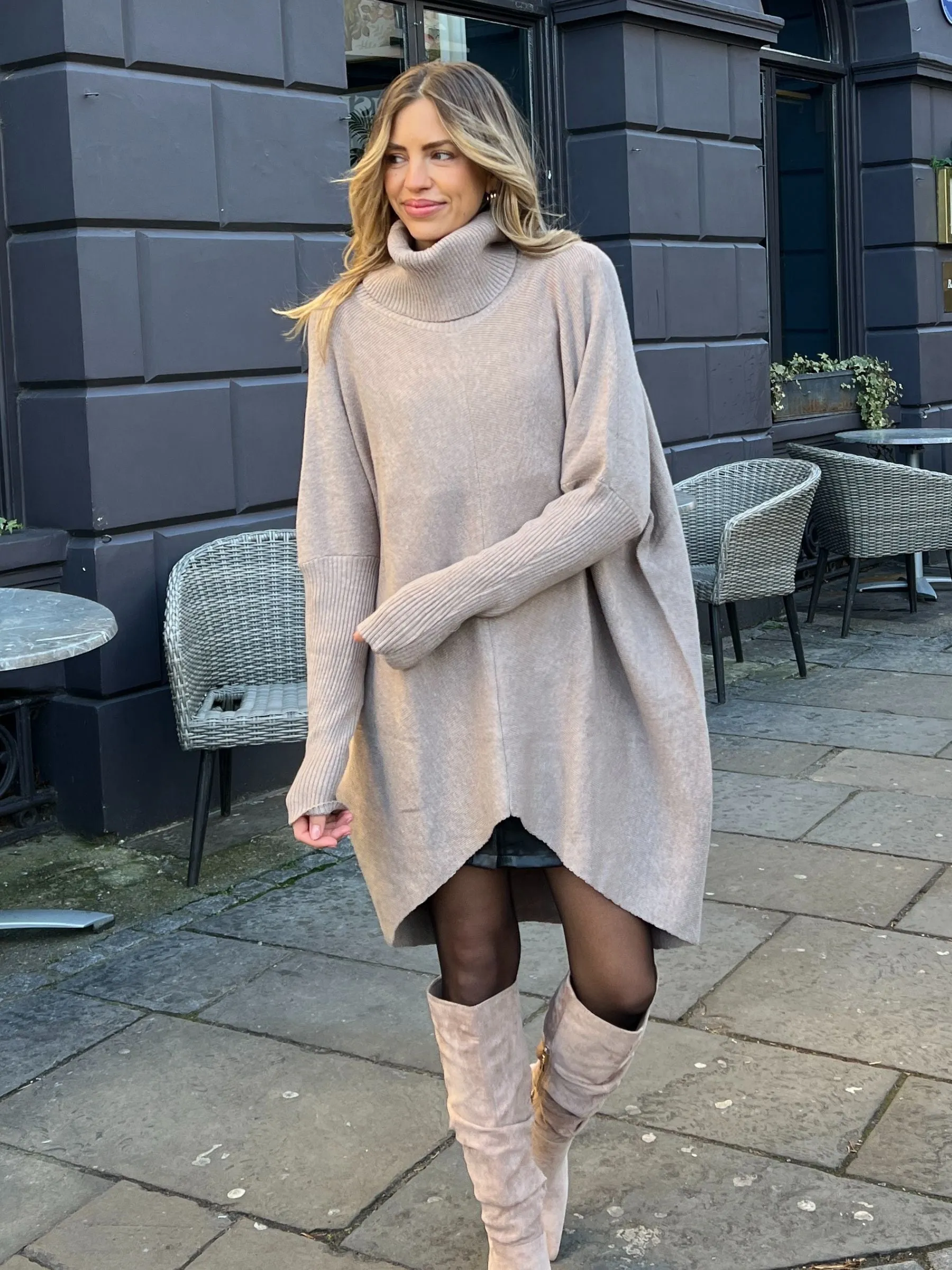 Longer Length Hope Knitted Jumper / Beige