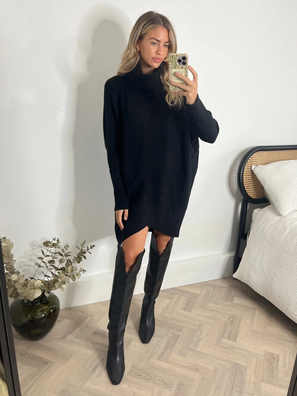 Longer Length Hope Knitted Jumper / Black