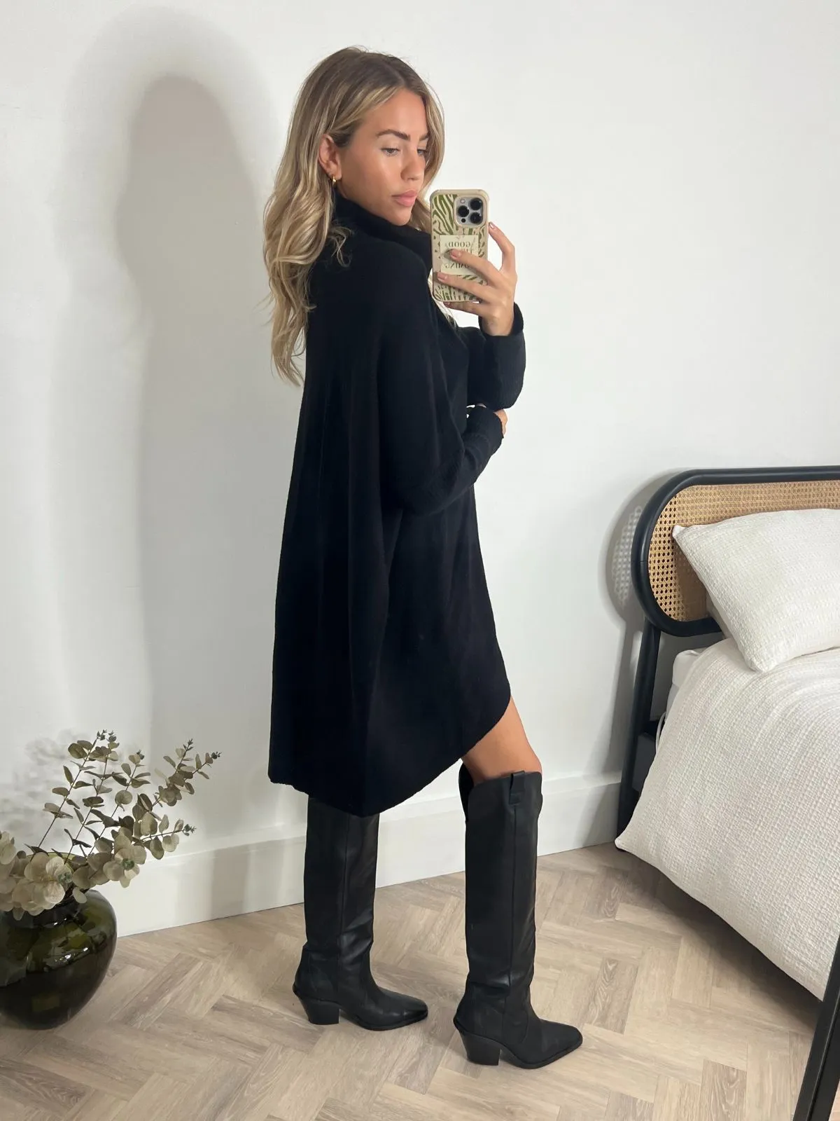 Longer Length Hope Knitted Jumper / Black