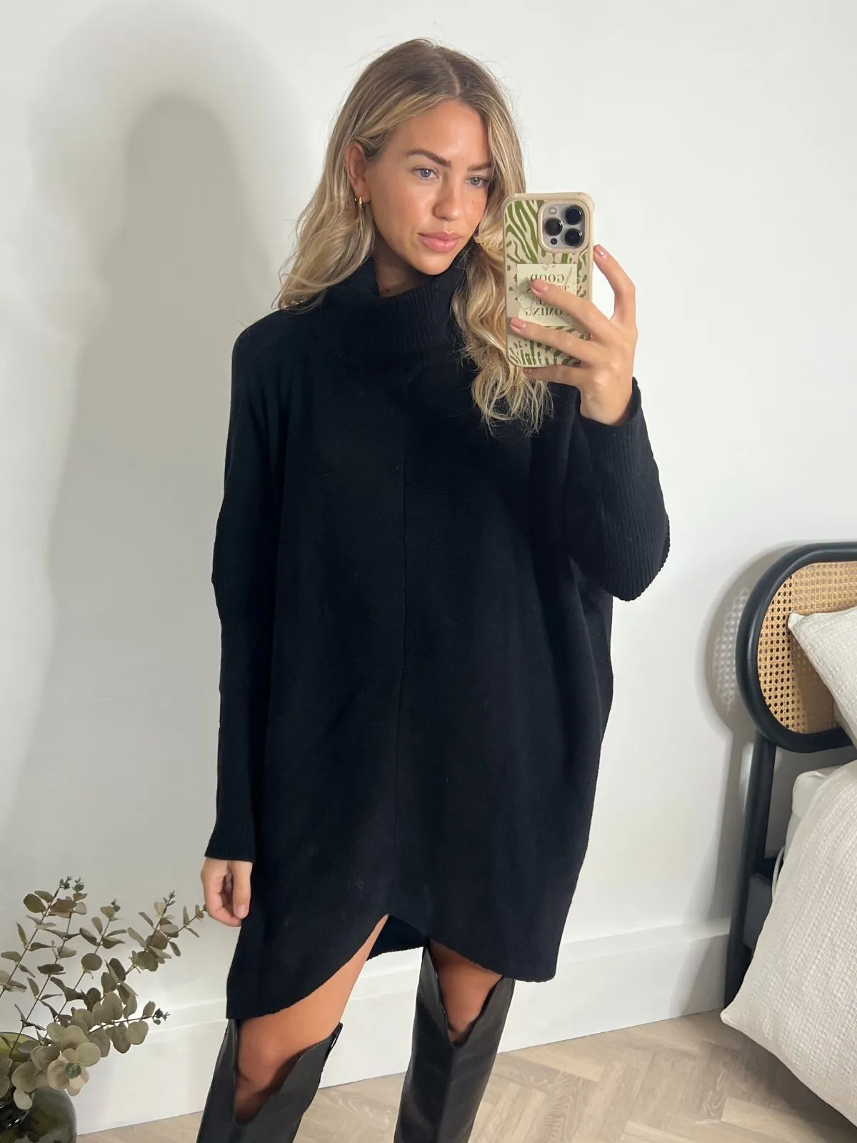 Longer Length Hope Knitted Jumper / Black