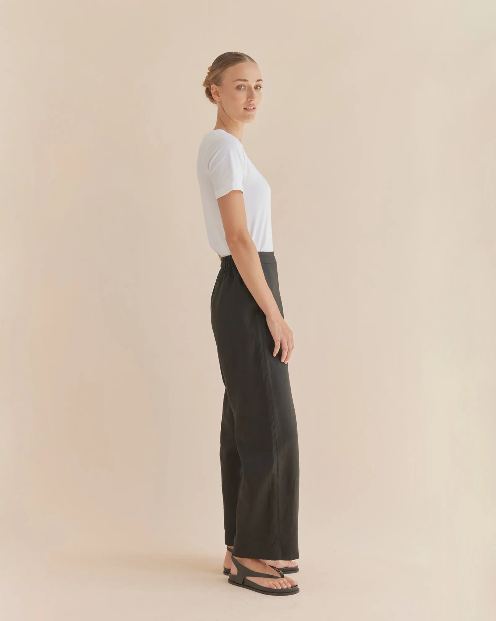 Mabel Linen Pant - Black