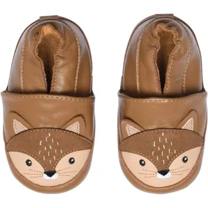 MELTON Leather Slippers with Squirrel Cognac