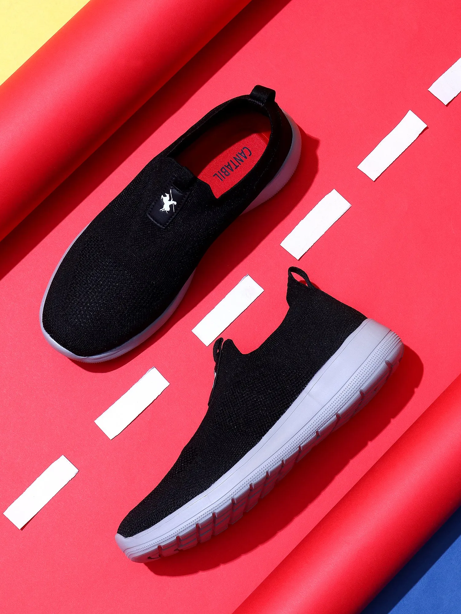 Men's Black Solid Slip-On Casual Shoes