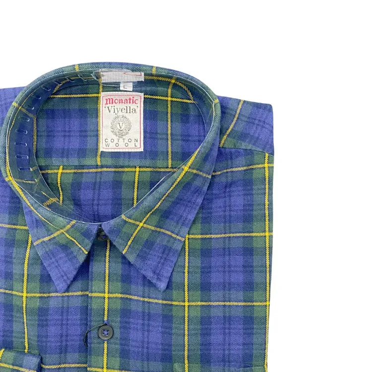 Men’s Viyella London Flannel Check Shirt Kensington – Green  Blue