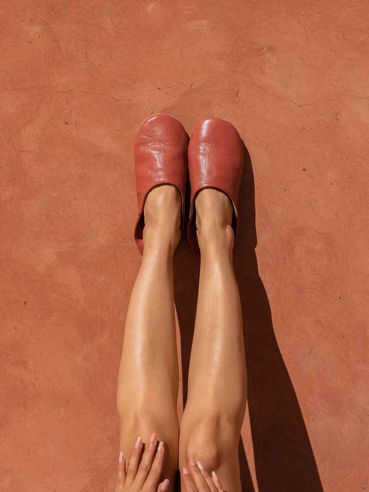 Moroccan Babouche Basic Slippers, Terracotta