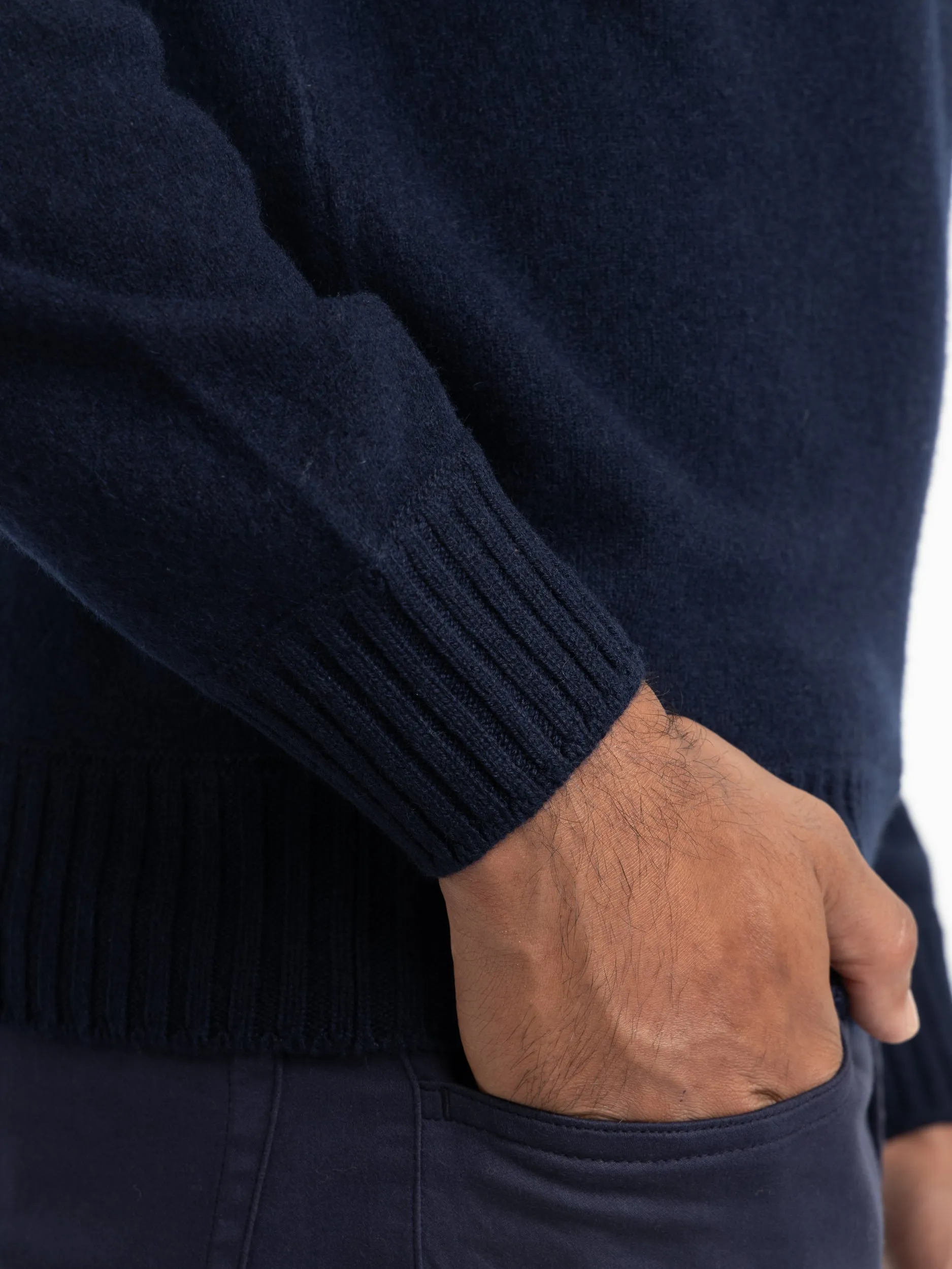 Navy Felt Cashmere Sweater