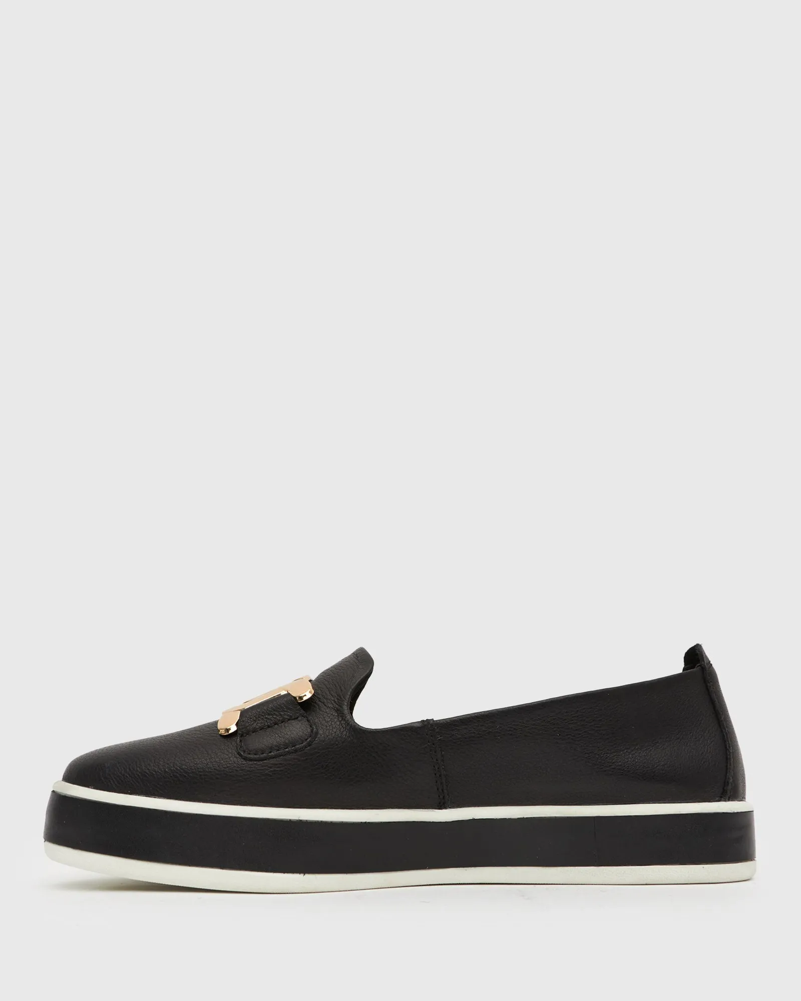 NED Gold Trim Leather Loafers