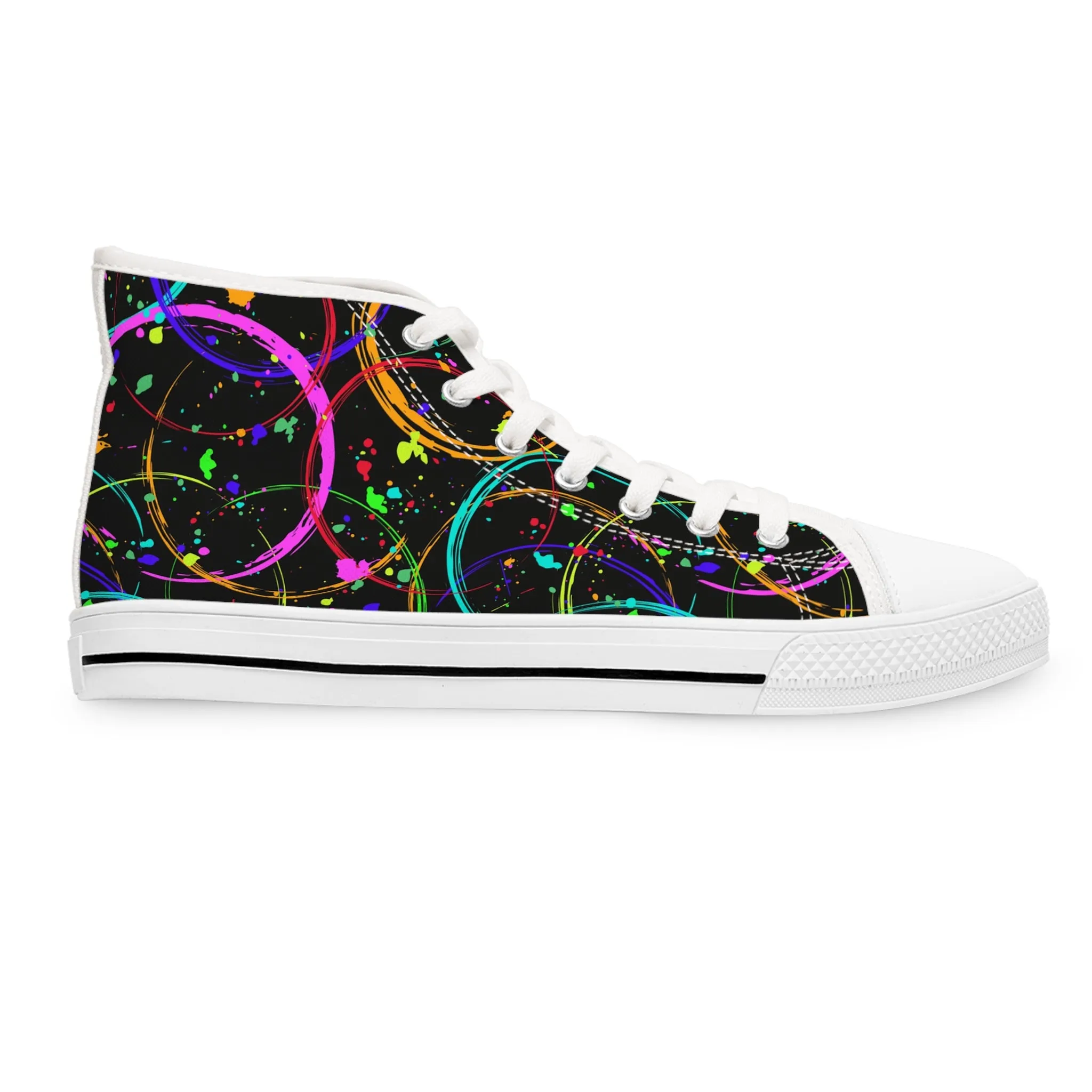 Neon Circles Women's High Top Sneakers