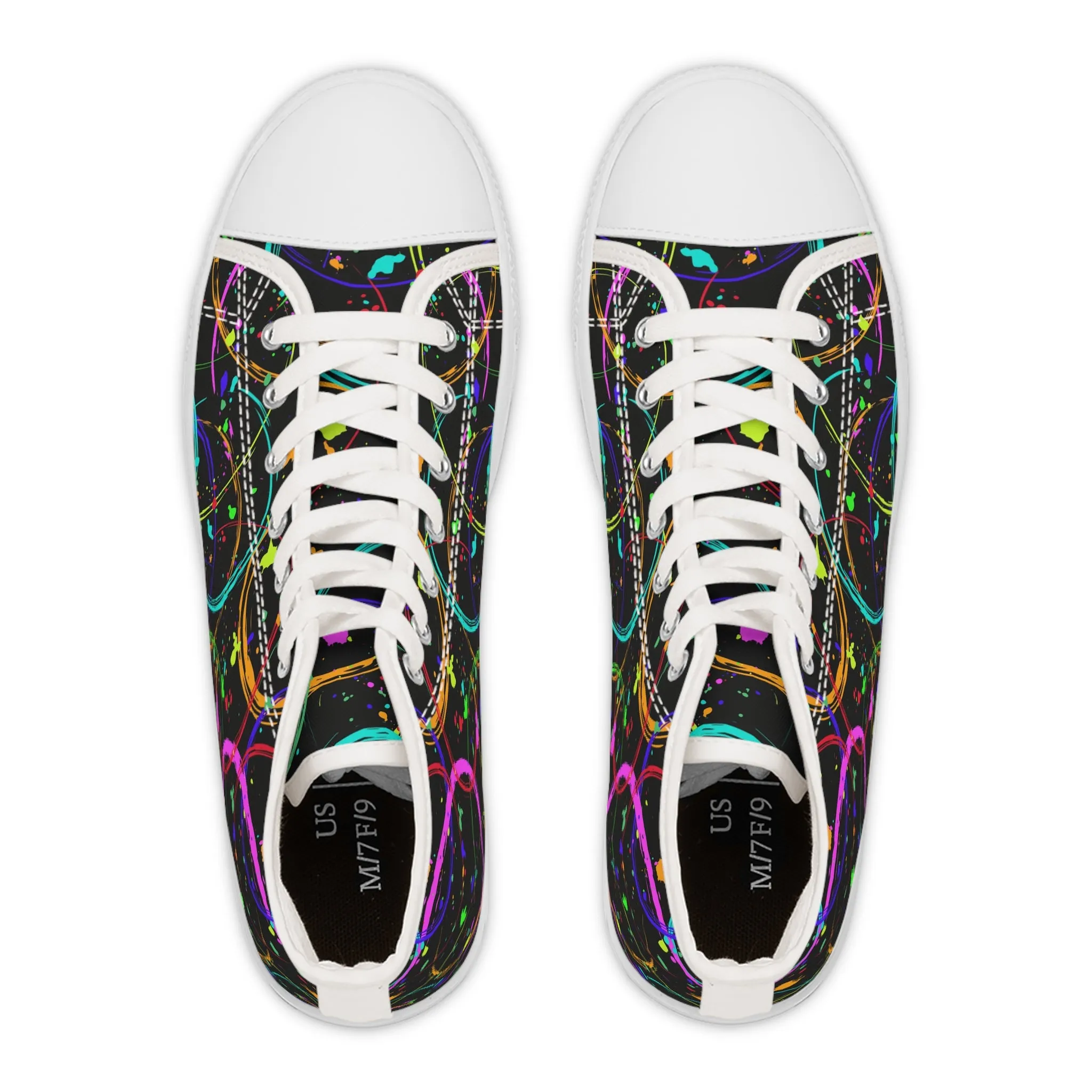 Neon Circles Women's High Top Sneakers