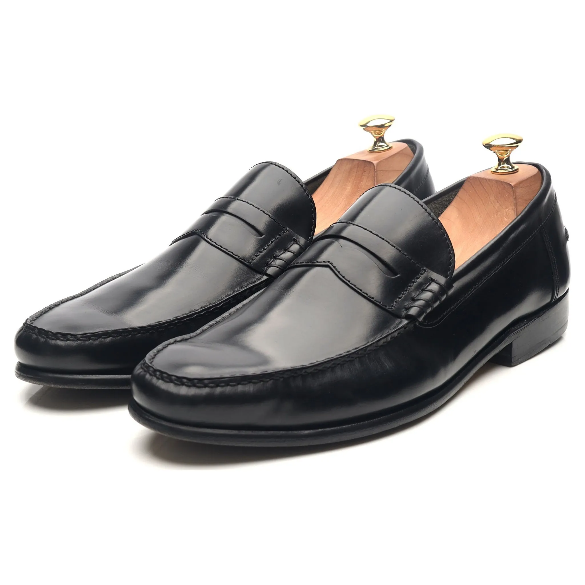 'Newington' Black Leather Loafers UK 10.5 F