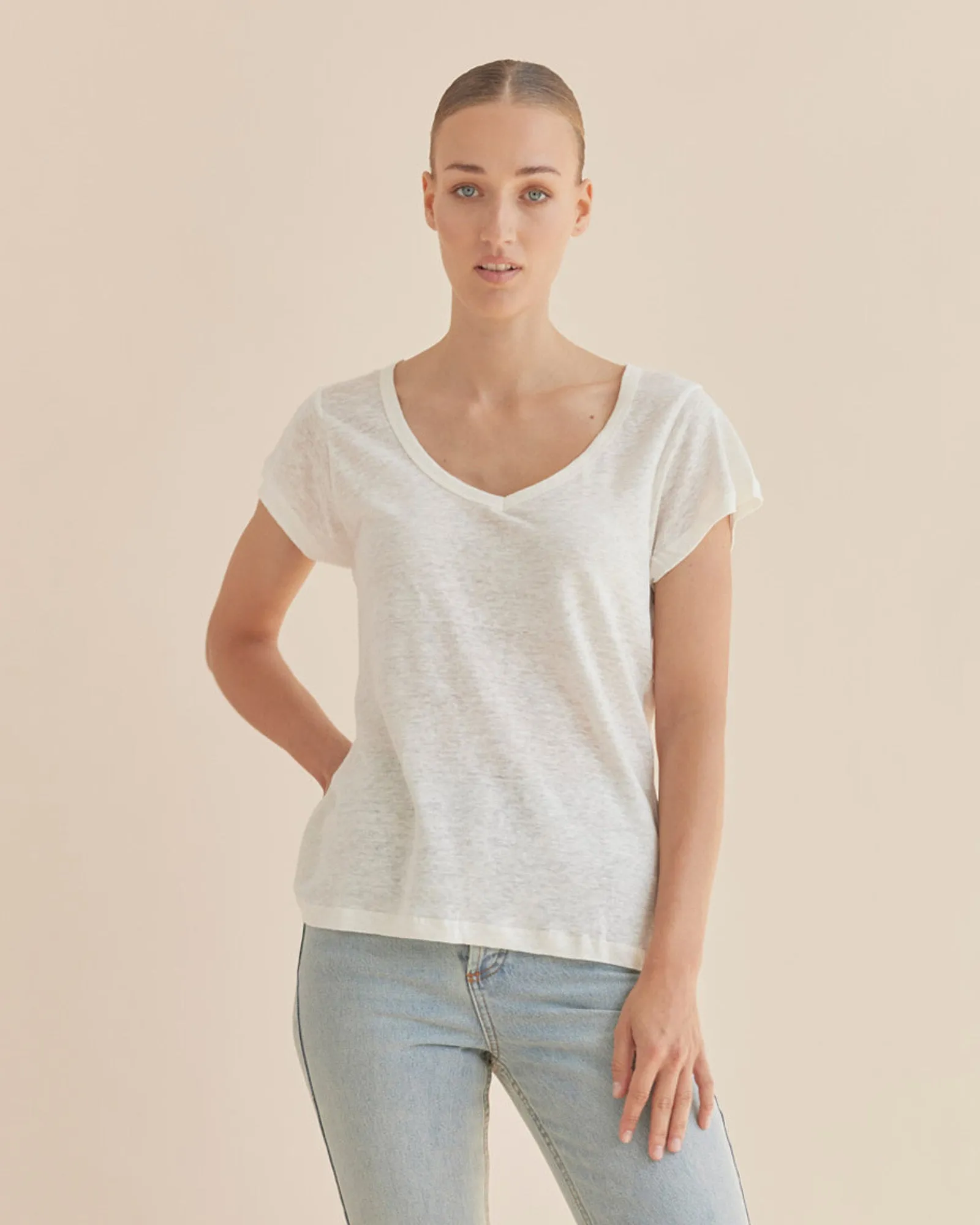 Newport Linen Jersey Tee - Ivory