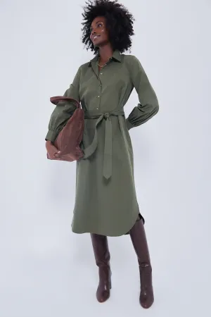 Olive Lantern Sleeve Tory Shirt Dress