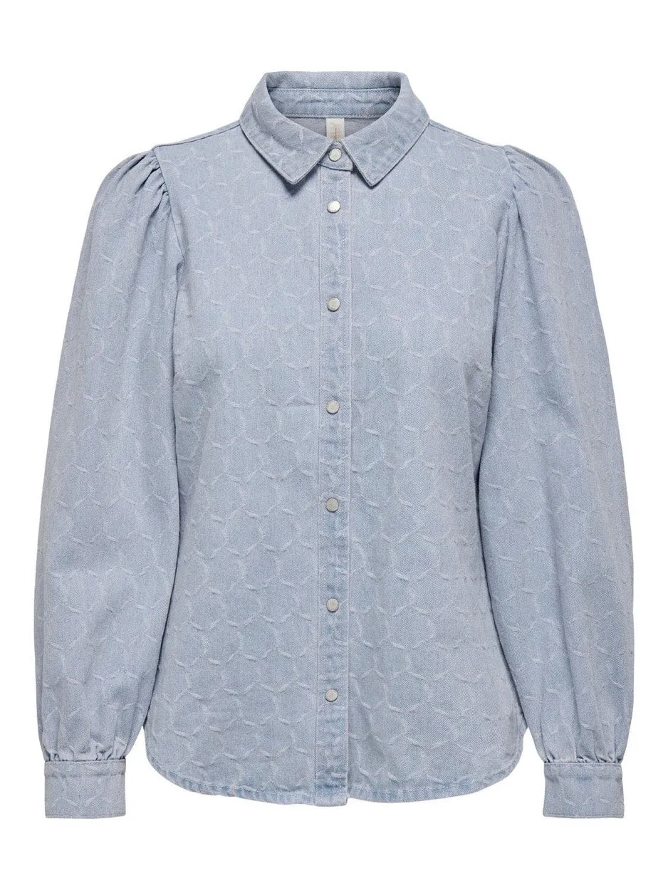 Onlrocco-eliza Ls Dnm Shirt Bj - Blue Denim