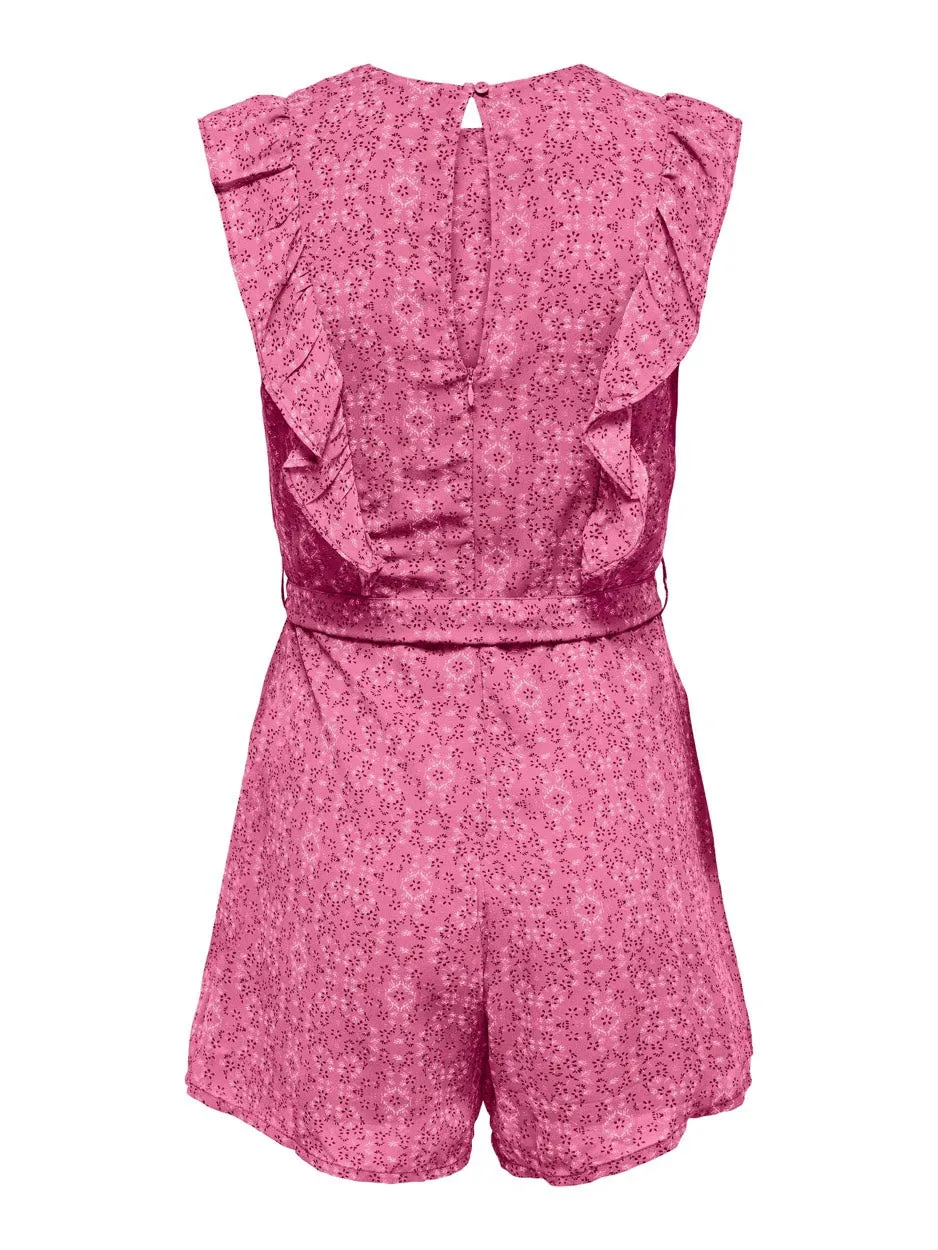 Onlstar Life S/s Playsuit Ptm - Roze Dessin