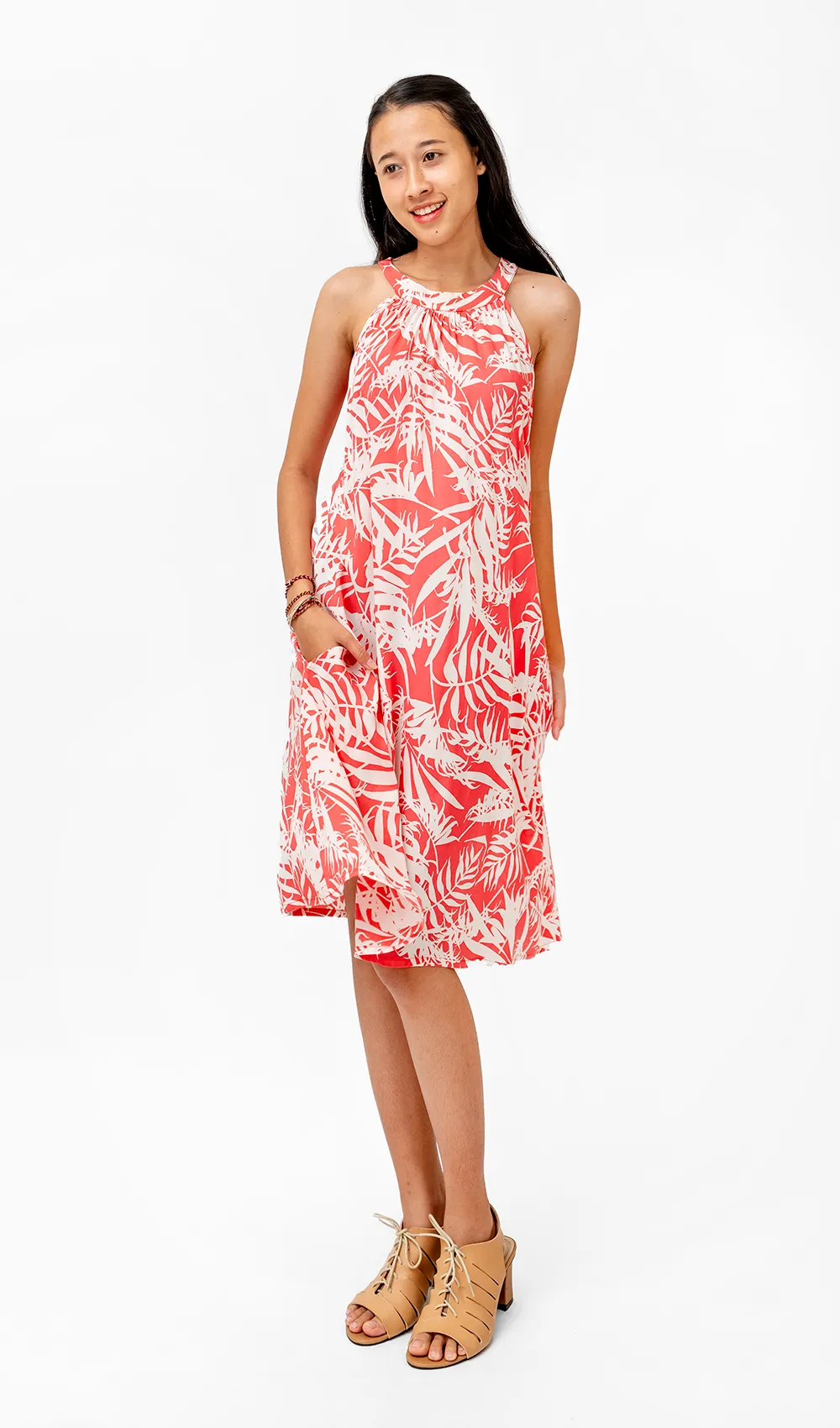 Palm Bright Coral Eco-Rayon Twiggy Dress, 2 sizes