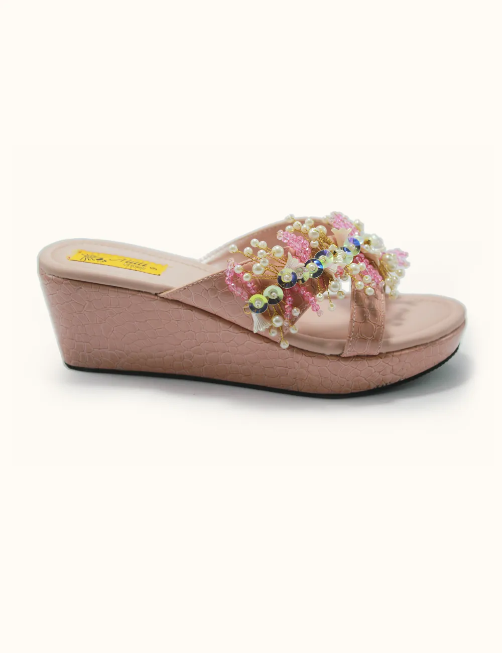 Pink | Fancy Wedge Heel Slippers for Women