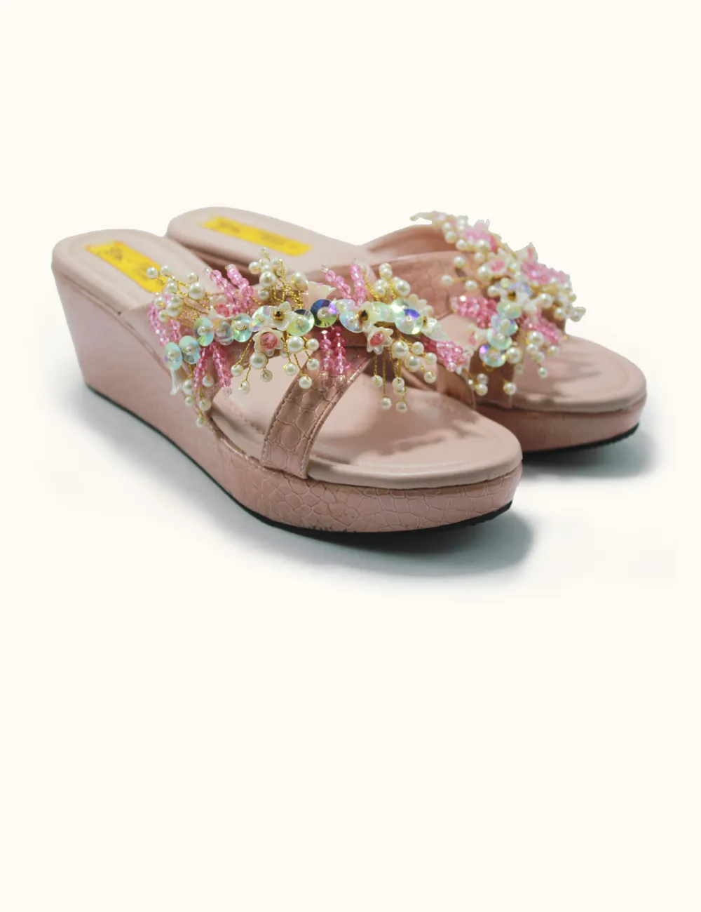 Pink | Fancy Wedge Heel Slippers for Women