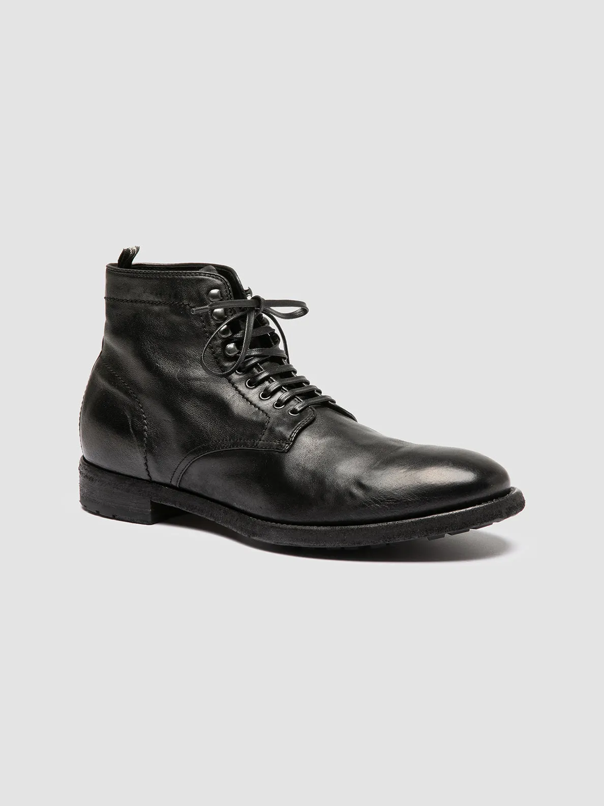 PRINCETON 010 - Black Leather Lace-up Boots