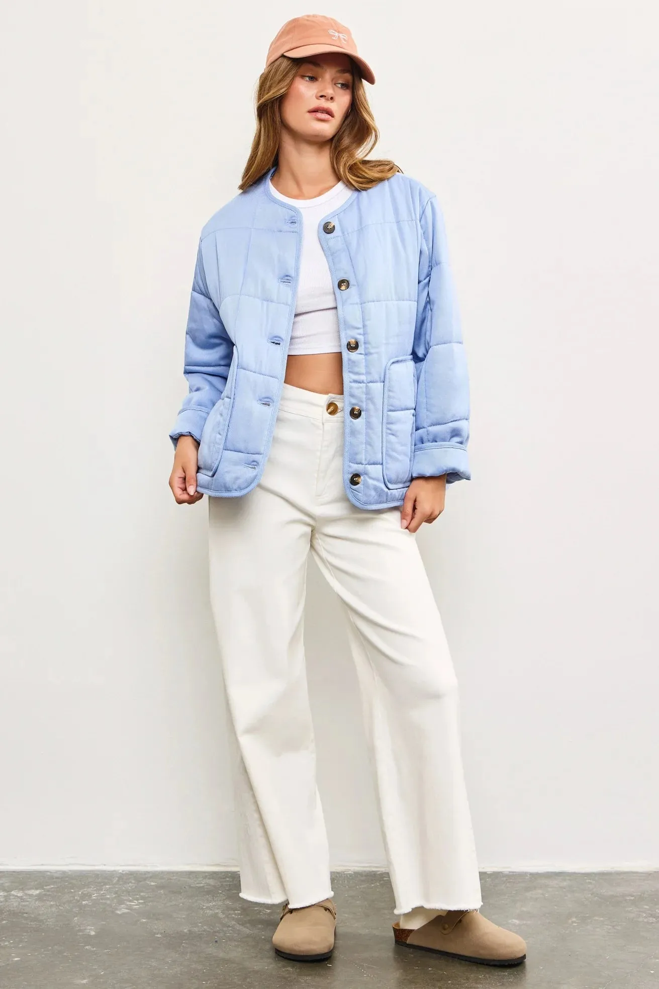 Quilted Oversized Flap Patch Pockets Puff Jacket