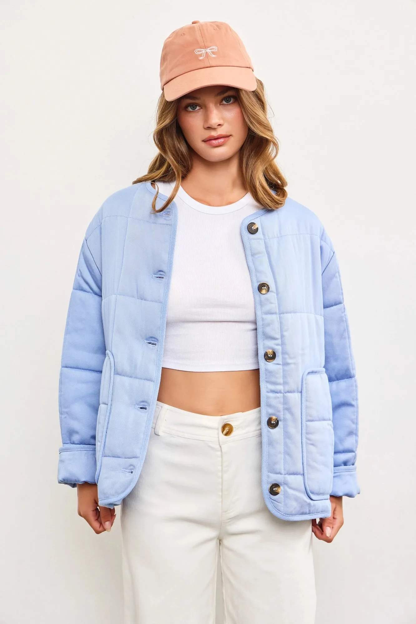 Quilted Oversized Flap Patch Pockets Puff Jacket