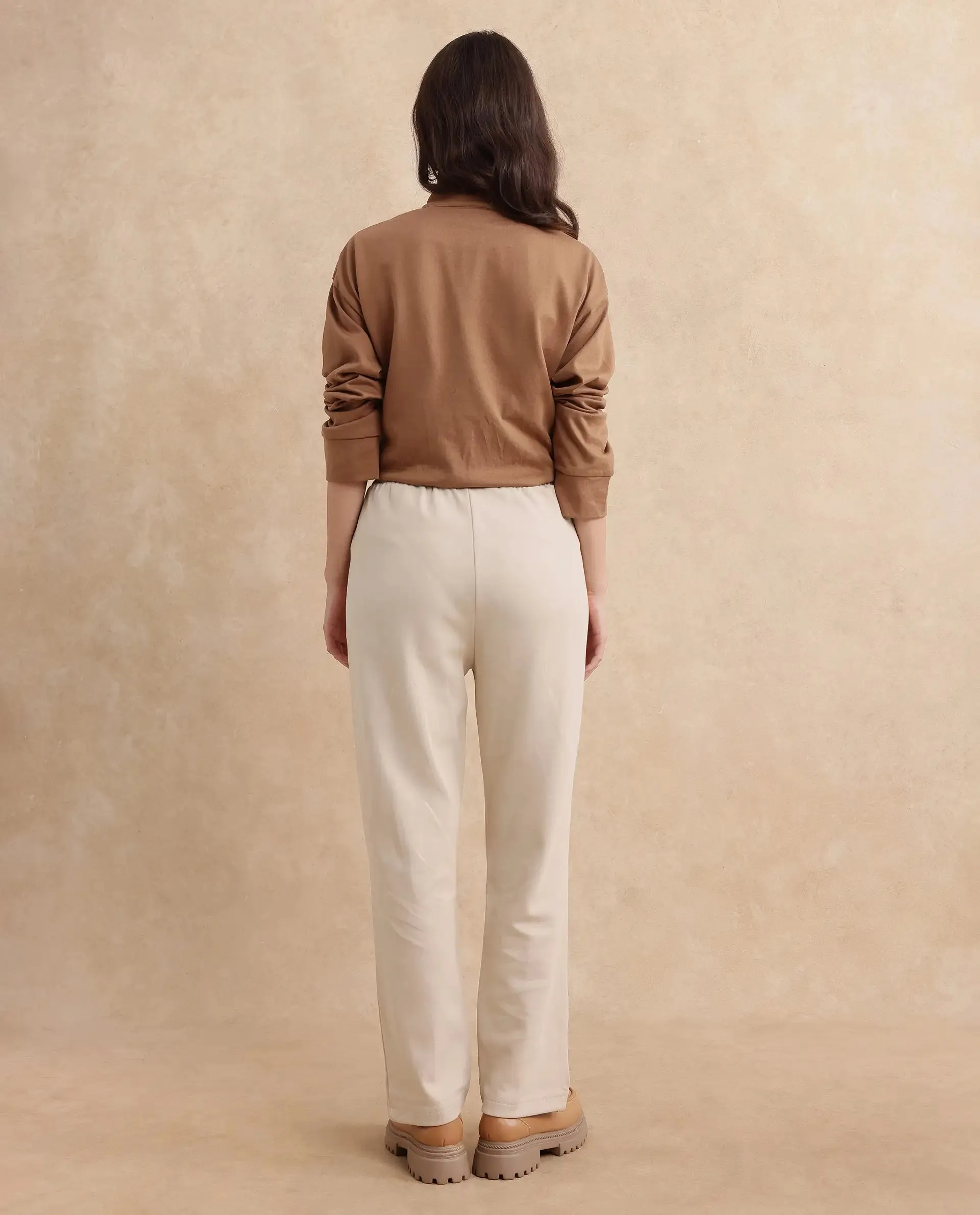 Rareism Women Fider Beige Plain Track Pant