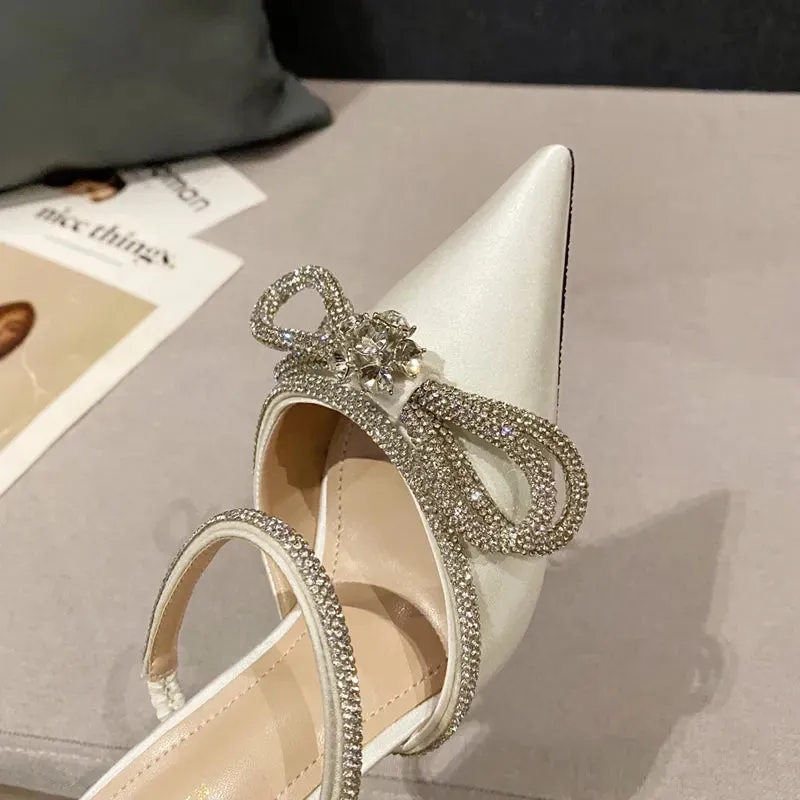 Rhinestone Crystal Butterfly Knot Heels