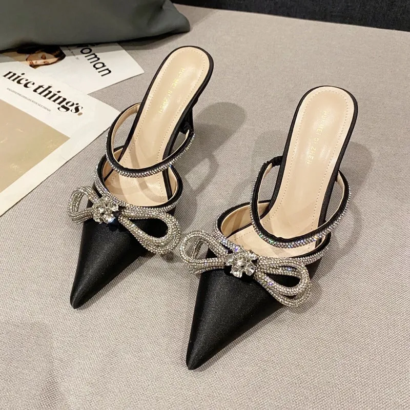 Rhinestone Crystal Butterfly Knot Heels