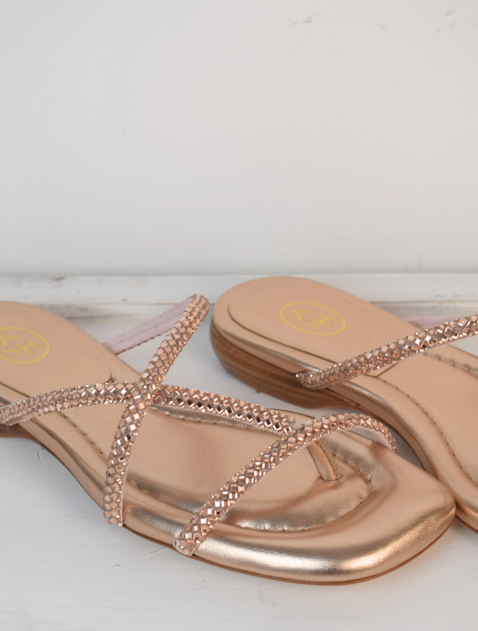 Rubis Crystal Sliders Rose Gold