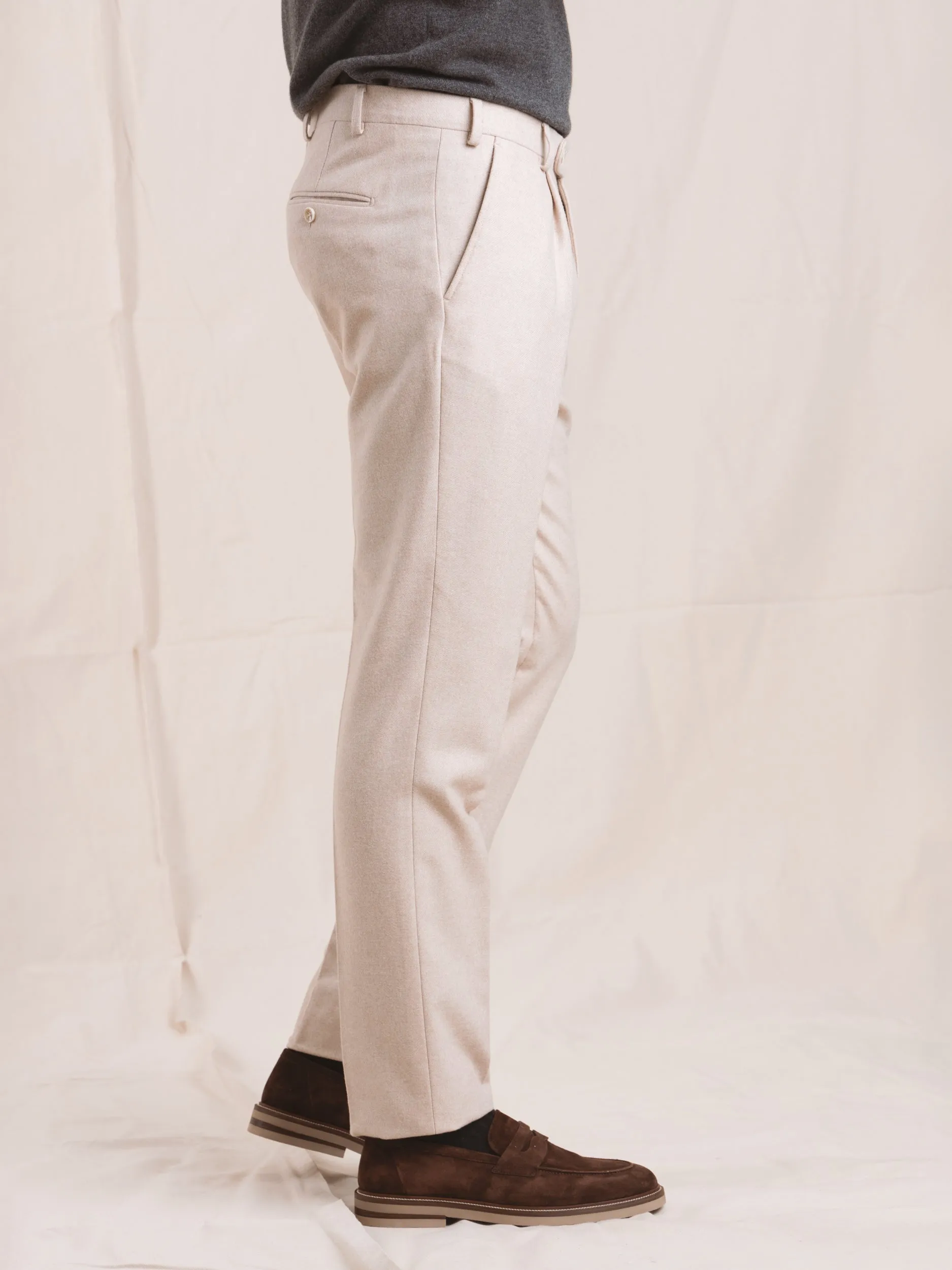 Sand Single Pleat Trouser