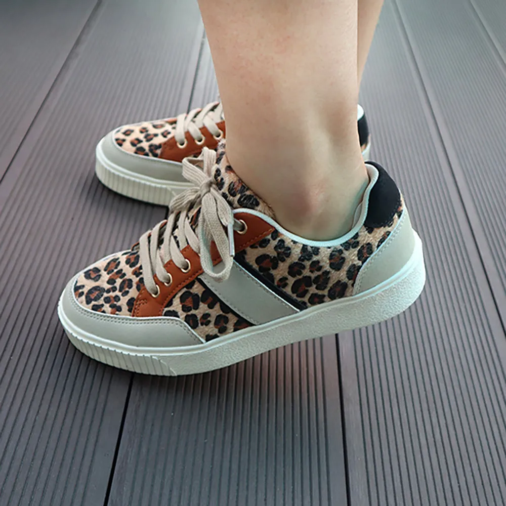 Schinotch 2022 New Wome Fashion Sneakers Casual Horse Hair Leopard Breathable