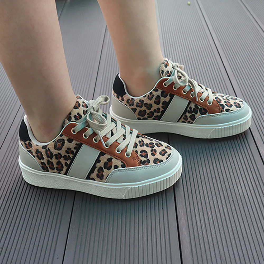 Schinotch 2022 New Wome Fashion Sneakers Casual Horse Hair Leopard Breathable