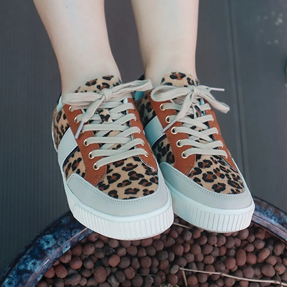 Schinotch 2022 New Wome Fashion Sneakers Casual Horse Hair Leopard Breathable