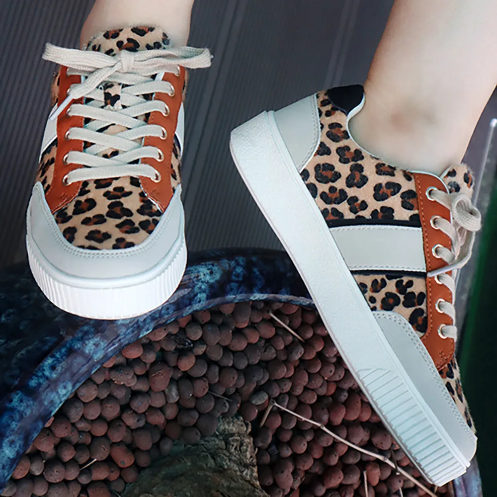 Schinotch 2022 New Wome Fashion Sneakers Casual Horse Hair Leopard Breathable