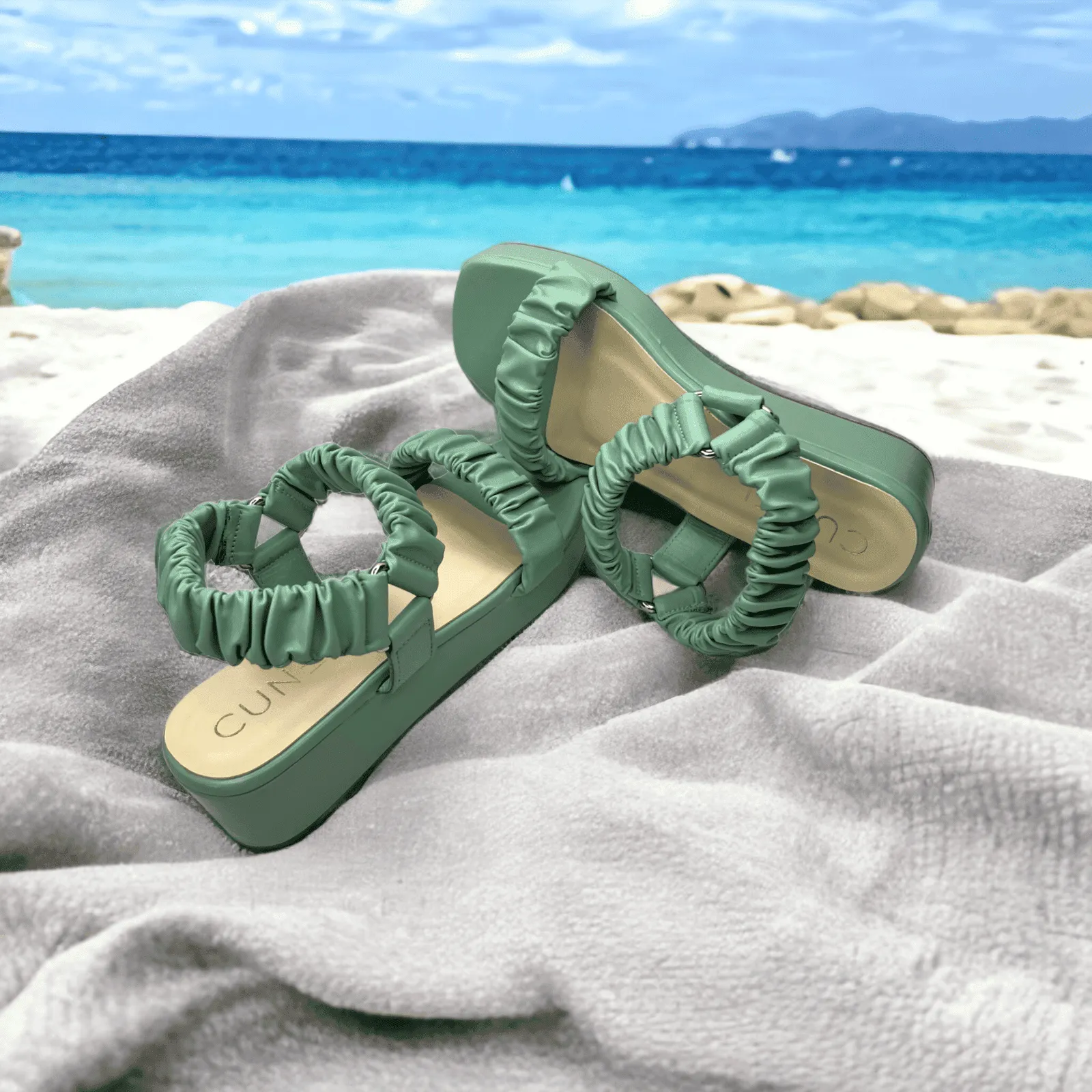 Sea Green Ruffled Wedges