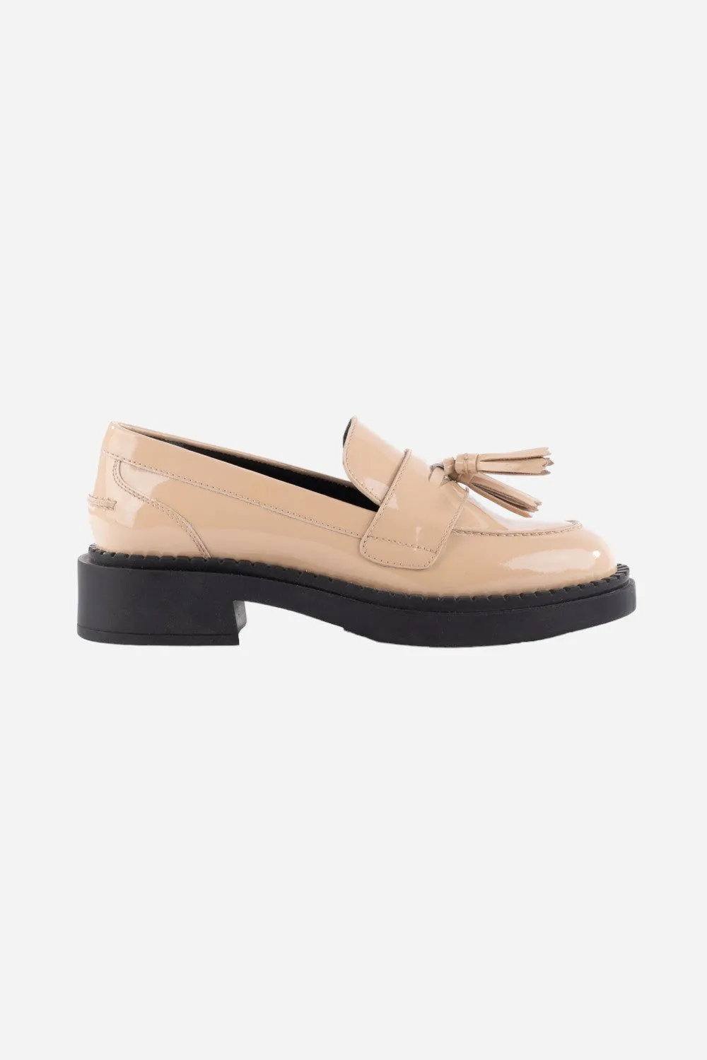 Seychelles Final Call Loafer in Patent Beige